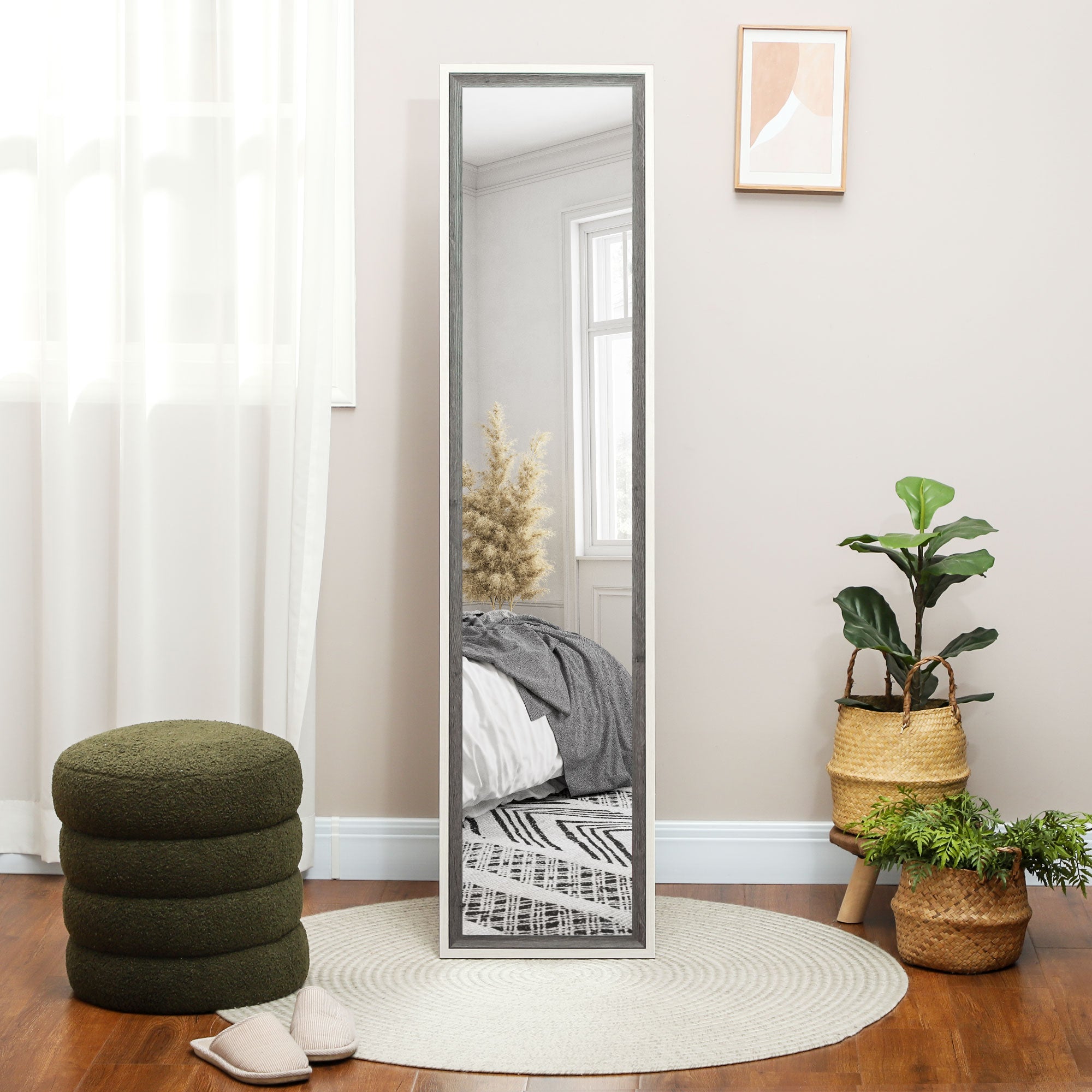 Espelho de Pé 37x157 cm Branco e Cinza