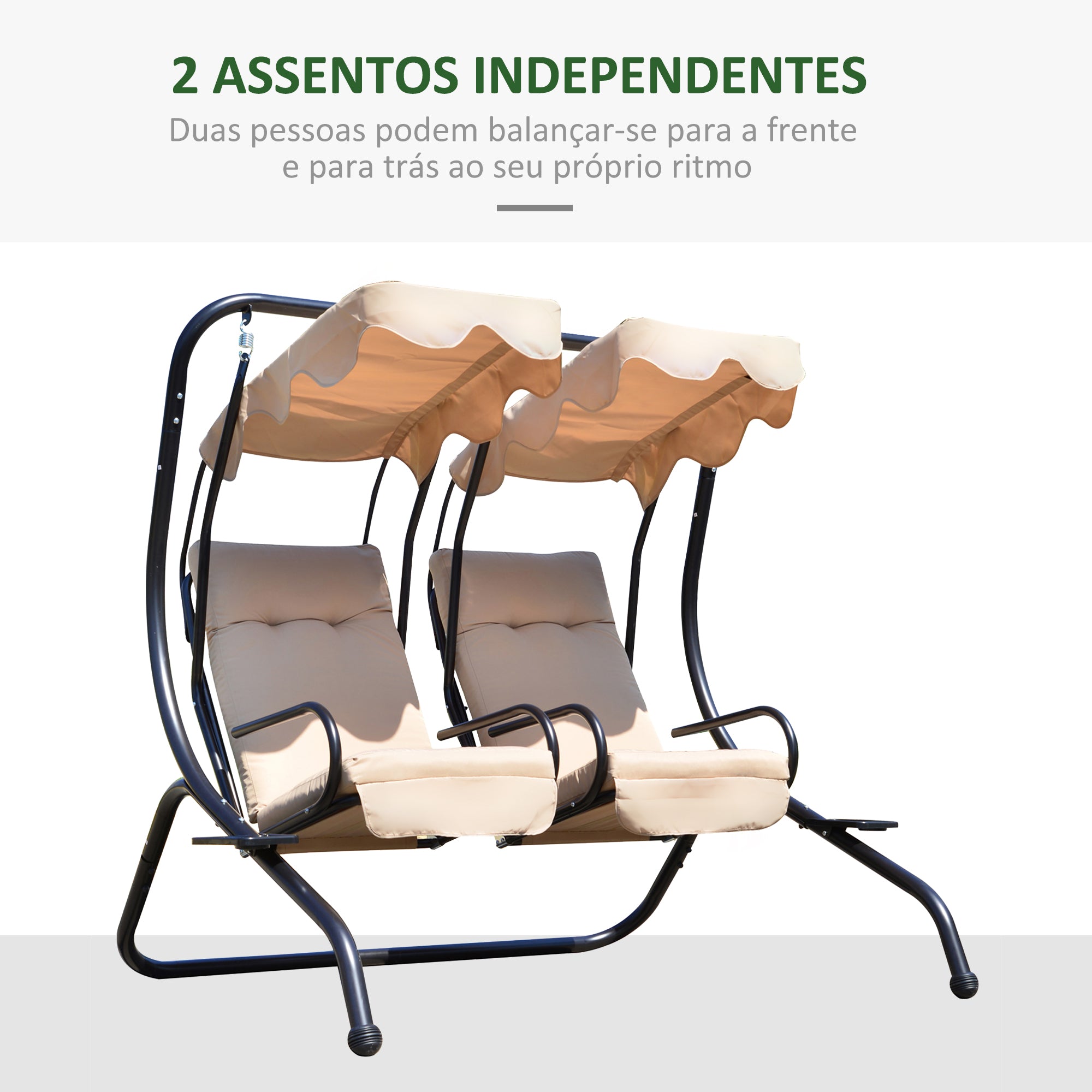 Baloiço de Jardim com 2 Lugares Individuais Bege 170x136x170 cm