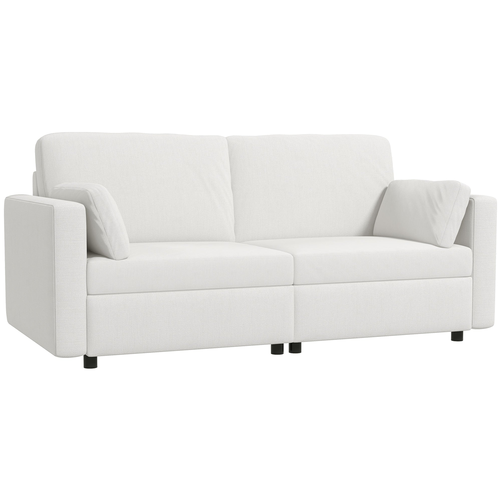 Sofá de 3 Lugares Creme Branco 178x82x85 cm - Estofado em Poliéster