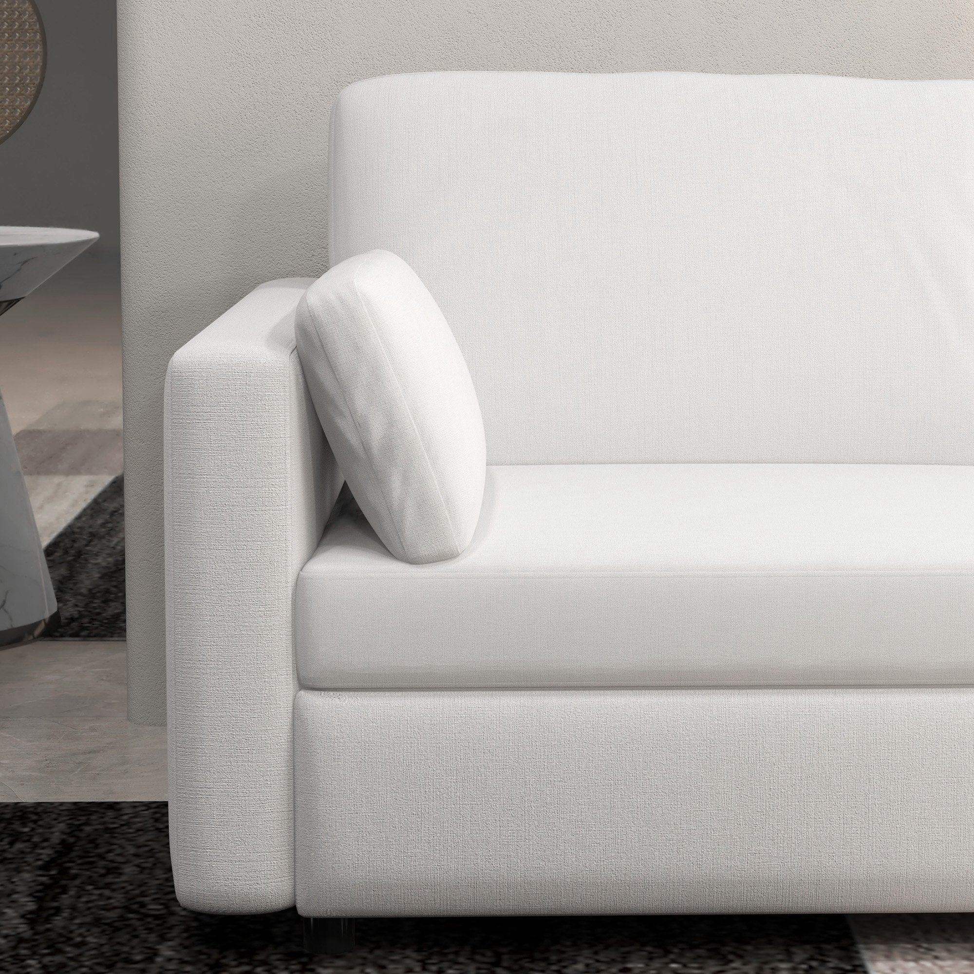 Sofá de 3 Lugares Creme Branco 178x82x85 cm - Estofado em Poliéster