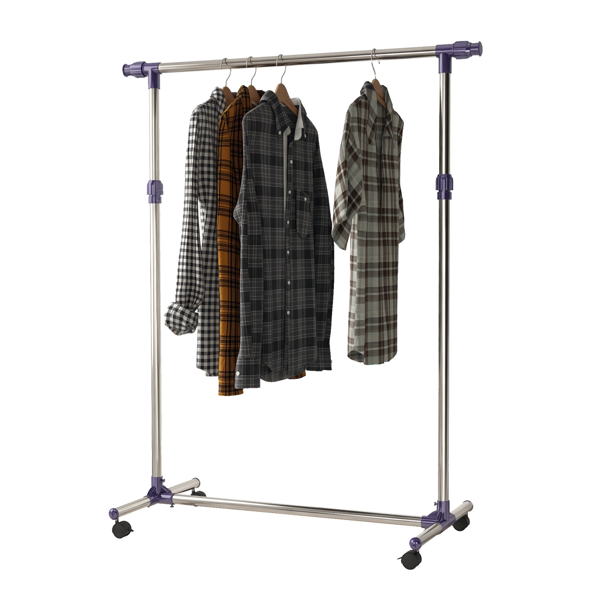 Cabideiro Ajustável em Aço Inoxidável 86-160x45x95-170cm - Prata