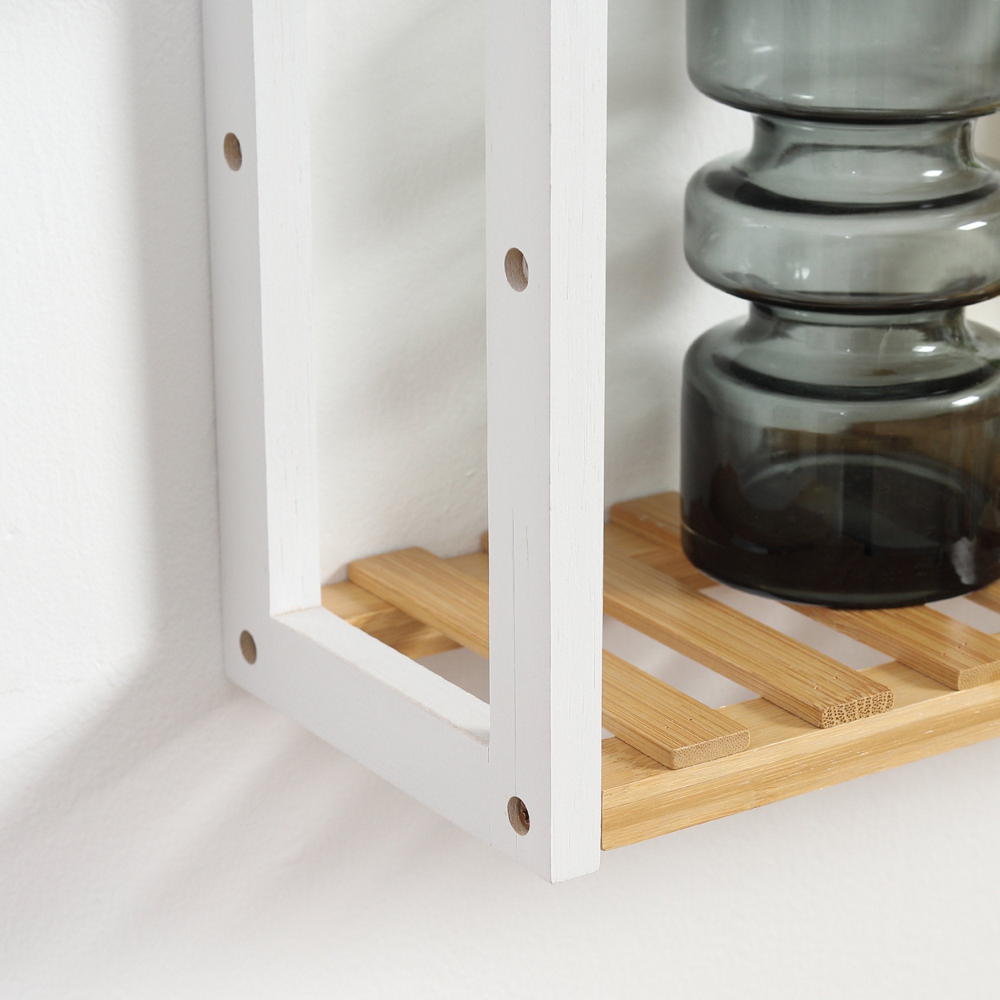 Estante de Parede de Bambu 3 Níveis - Cor de Madeira Natural - 60x15x54 cm