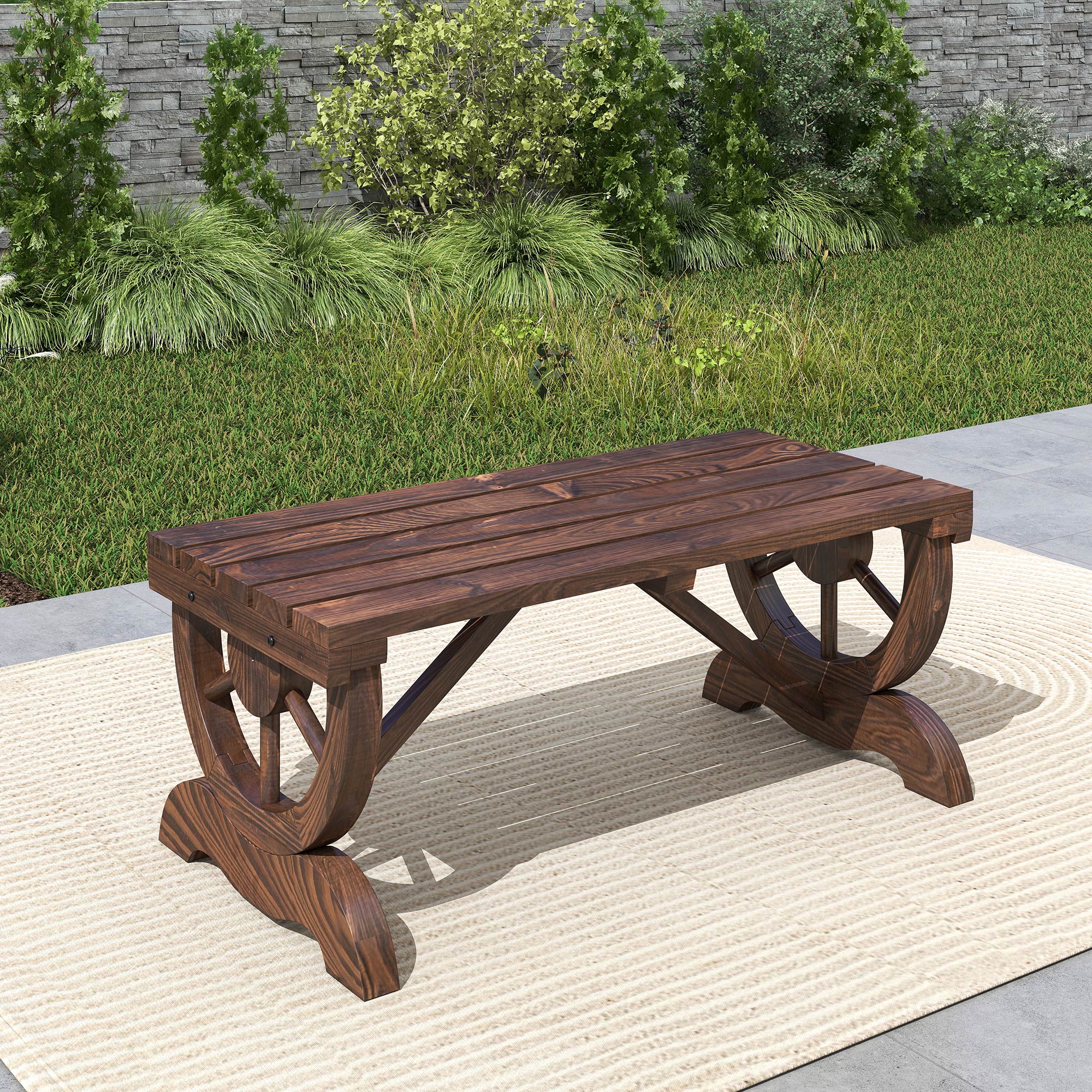 Banco de Jardim 2 Lugares Castanho Rústico 98x50x39,5 cm