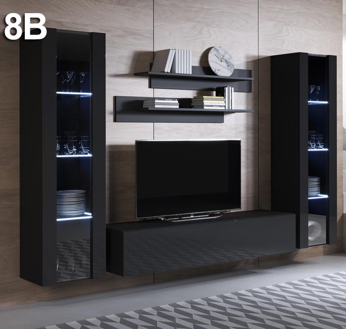 Conjunto de móveis Leiko 8B preto (2,6m)