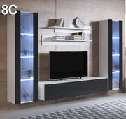 Conjunto de mobiliário Leiko 8C branco e preto (2,6m)