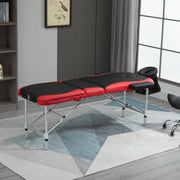 Marquesa de Massagem Dobrável Vermelho e Preto 185x60x62-82 cm