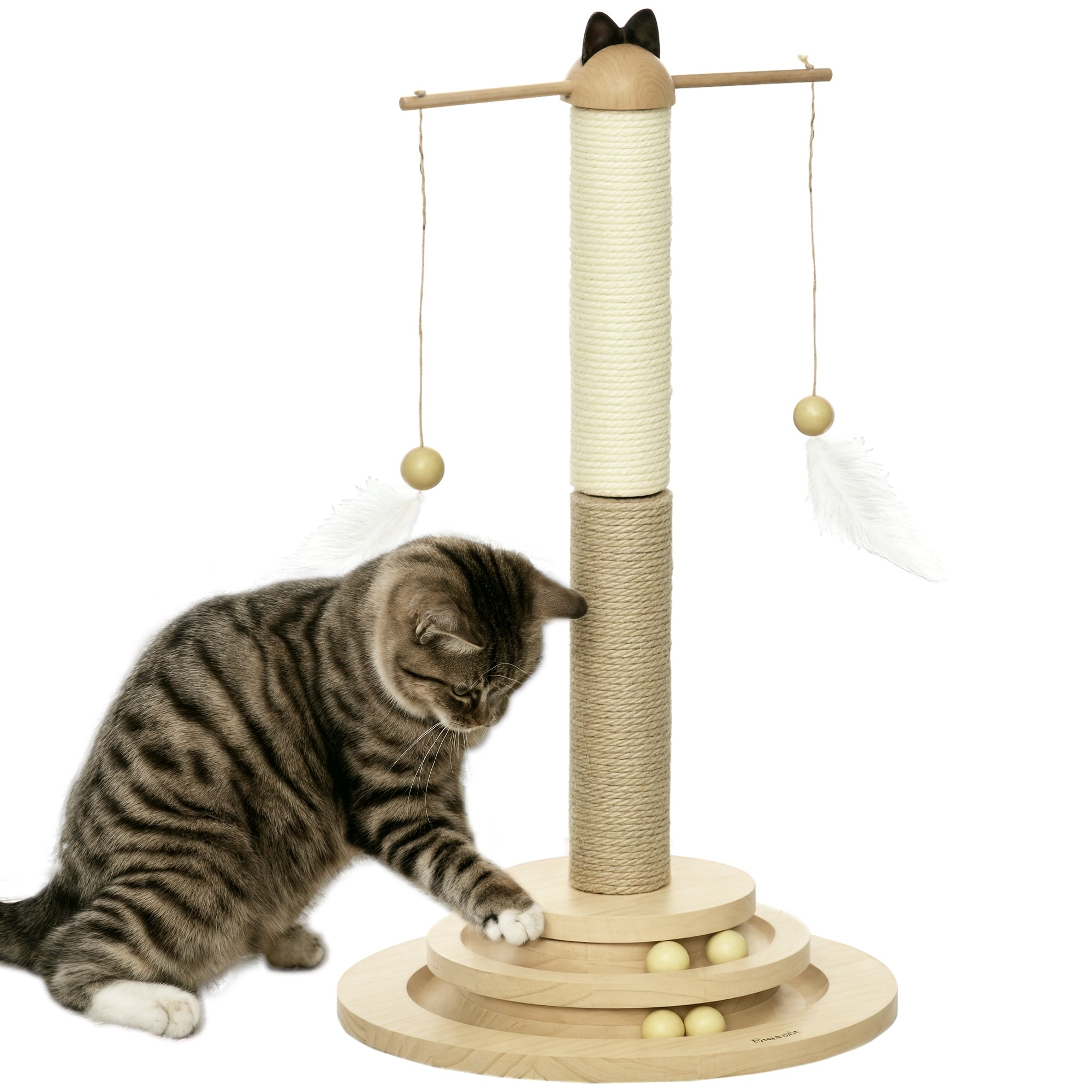 Arranhador para Gatos de Madeira Ø32x56 cm - Cor Natural