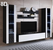 Conjunto de móveis Leiko 8D preto e branco (2,6m)
