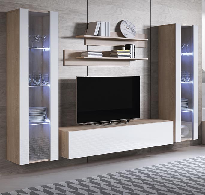 Conjunto de móveis Leiko 8E sonoma e branco (2,6m)