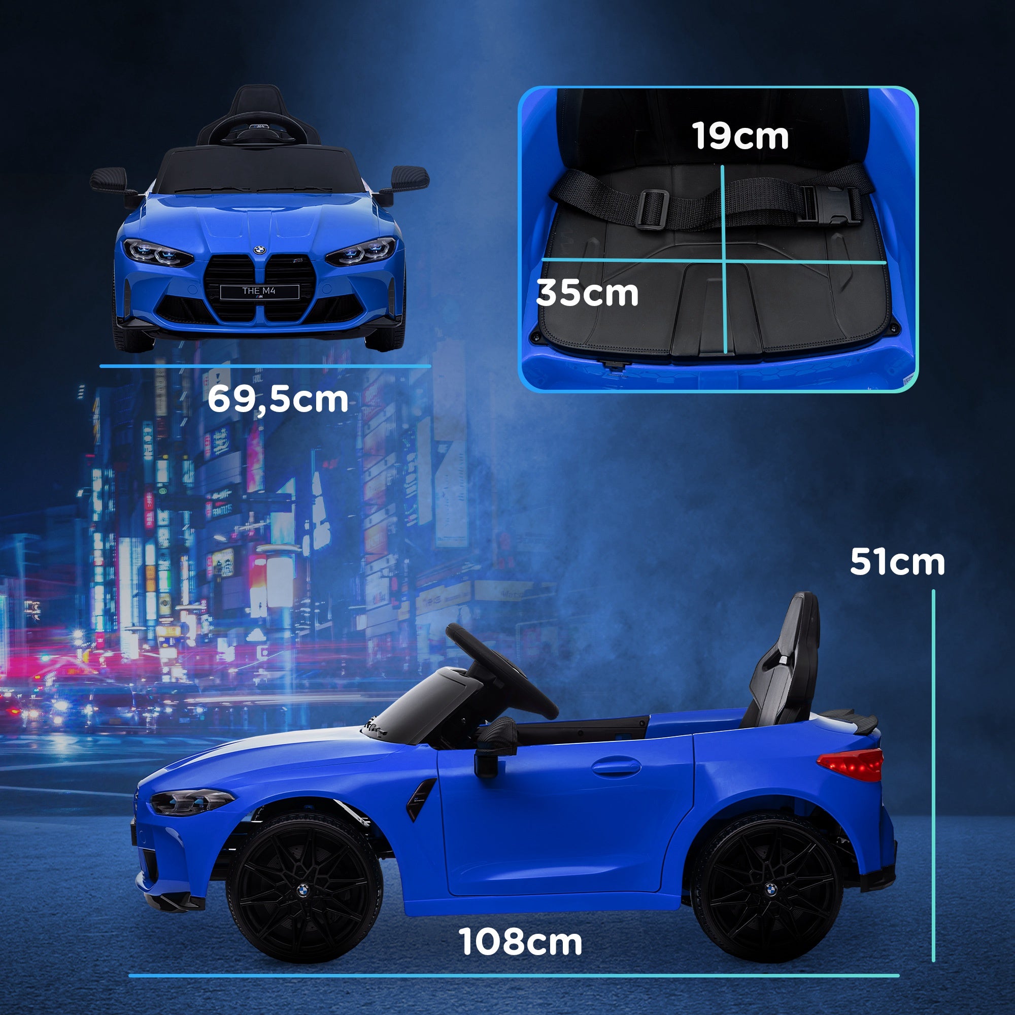 Carro Elétrico para Crianças Azul 108x69,5x51 cm BMW M4 12V
