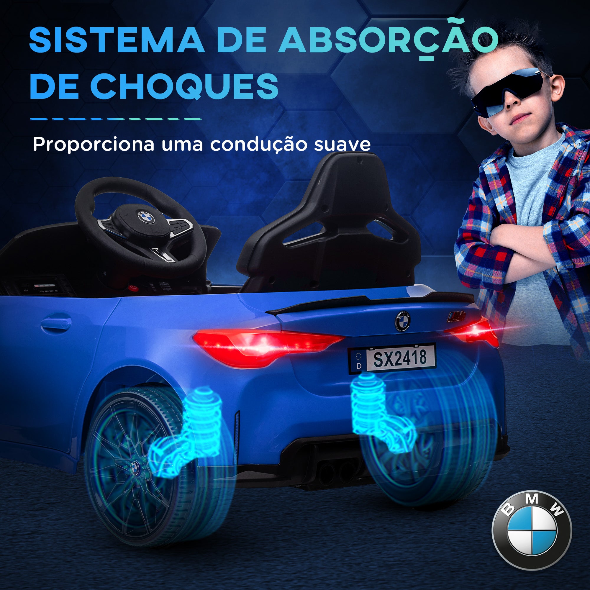 Carro Elétrico para Crianças Azul 108x69,5x51 cm BMW M4 12V