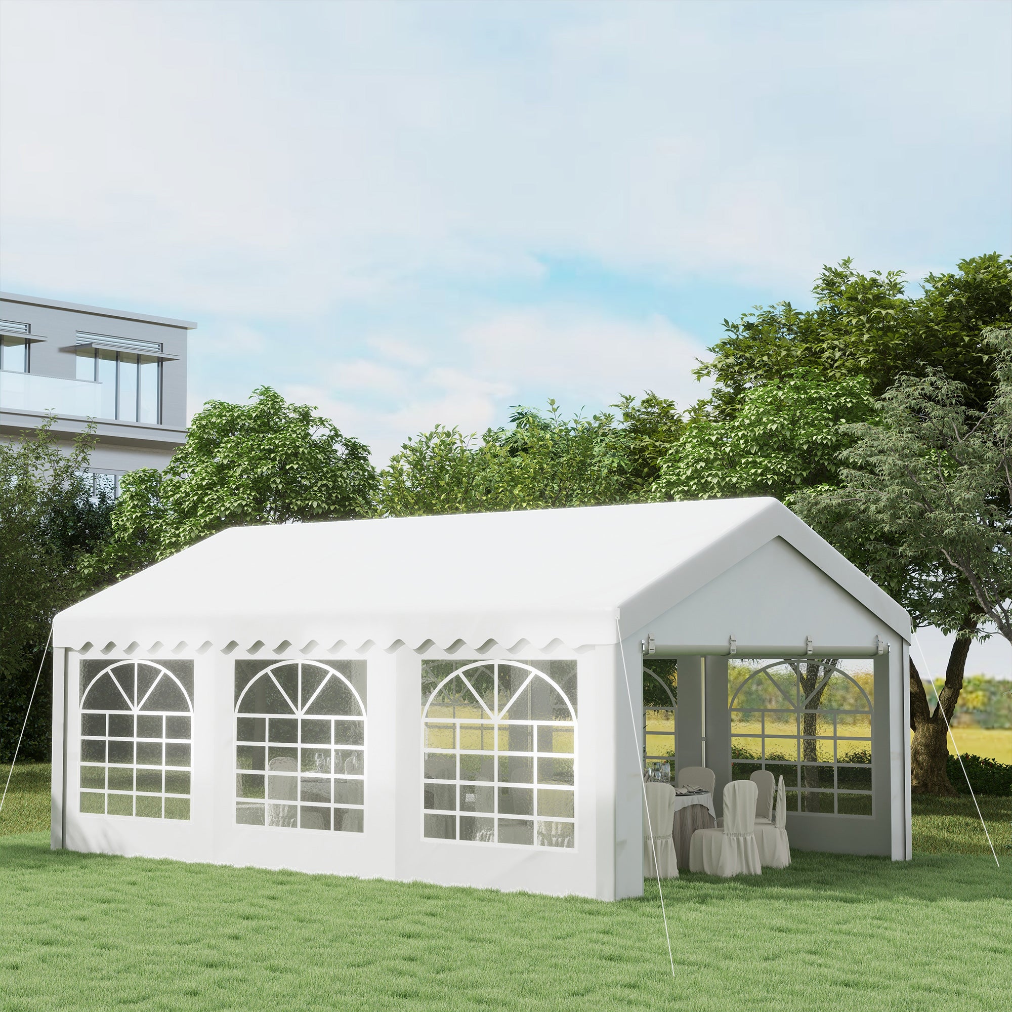 Tenda para Festas 6x4x2,8m Branca em Aço e Poliéster