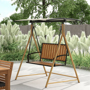 Baloiço de Jardim 2 Lugares Madeira e Creme 142x112x162 cm