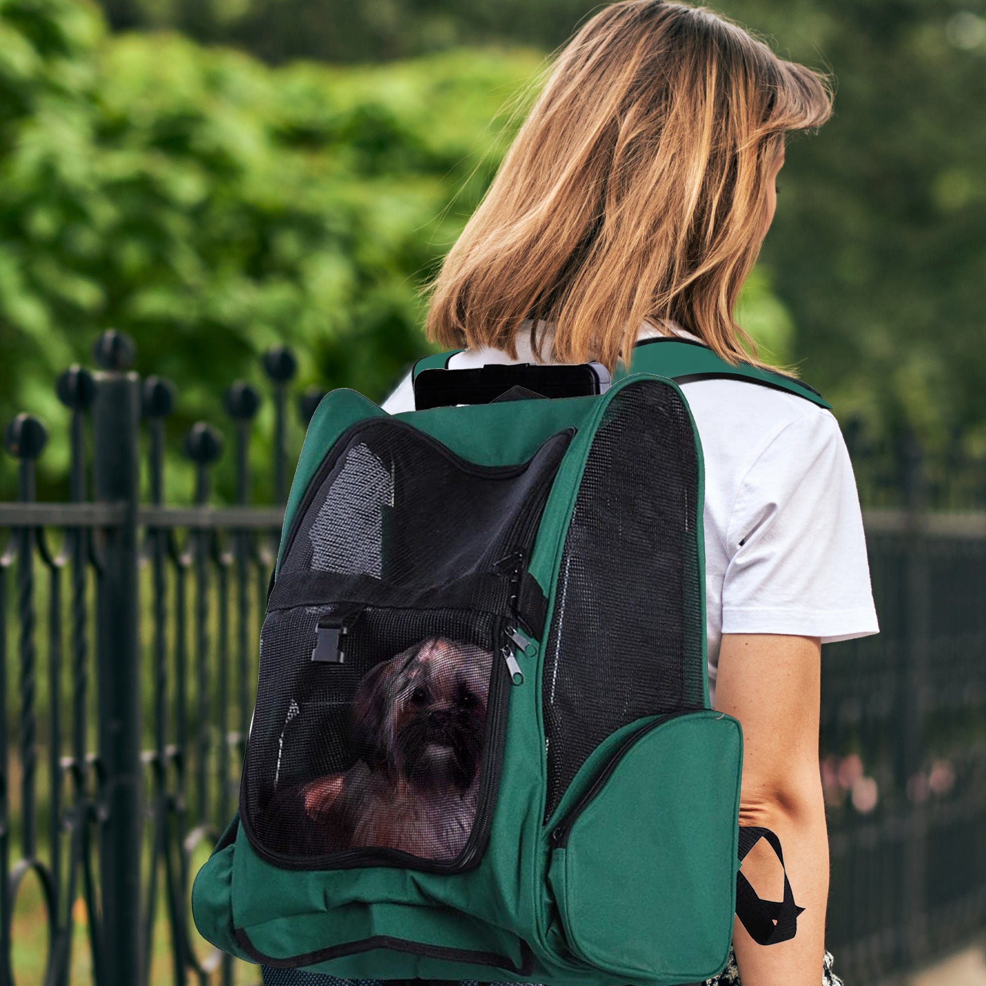 Transportadora 2 em 1 para Animais de Estimação - 42x25x55cm - Verde