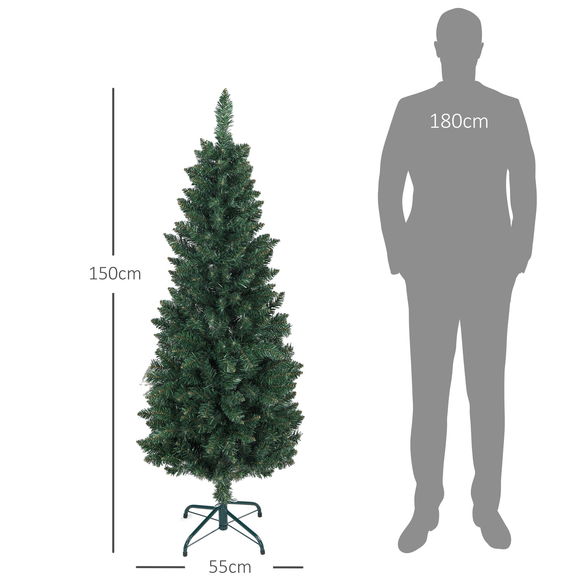 Árvore de Natal Slim Verde 150 cm - Ø55x150 cm