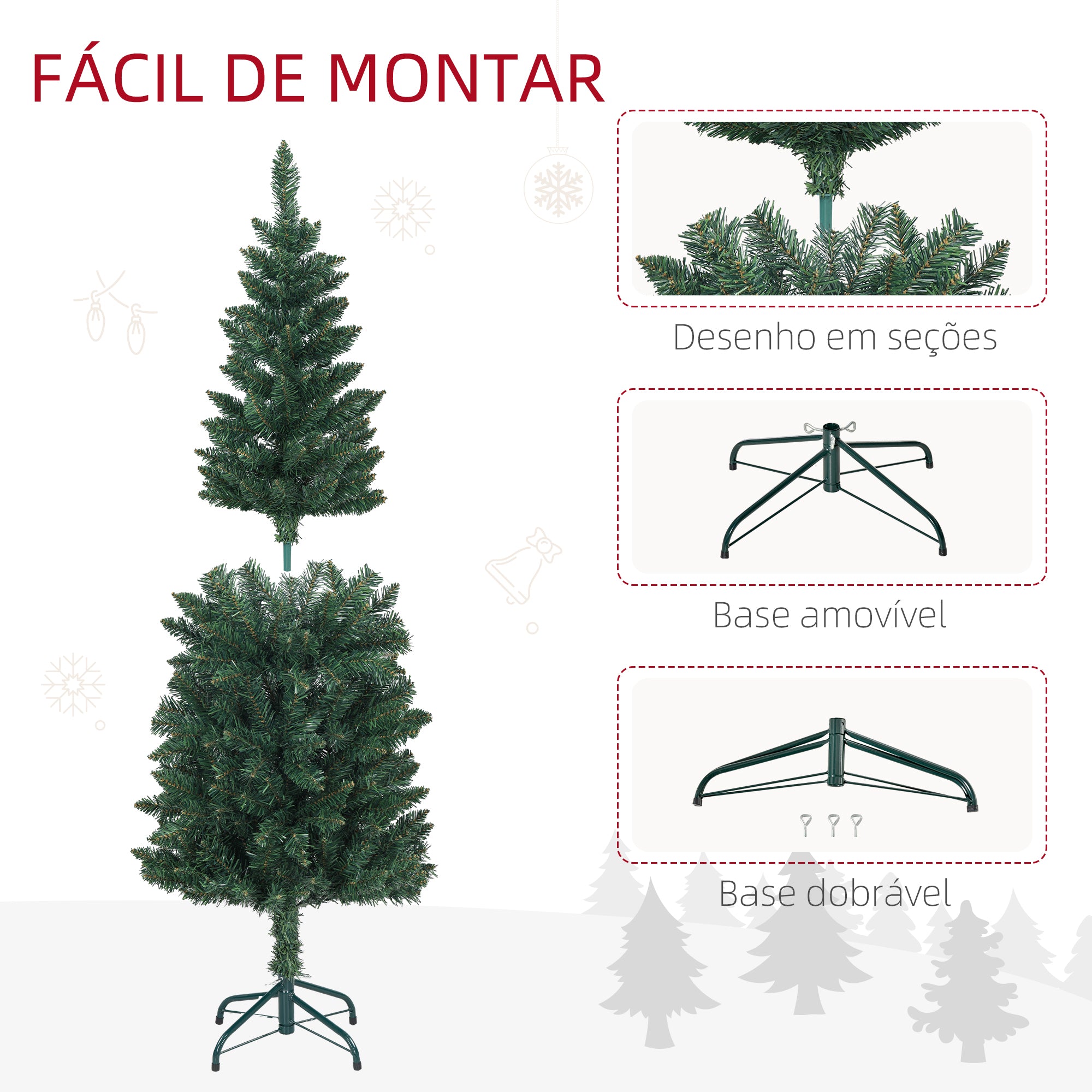 Árvore de Natal Slim Verde 150 cm - Ø55x150 cm