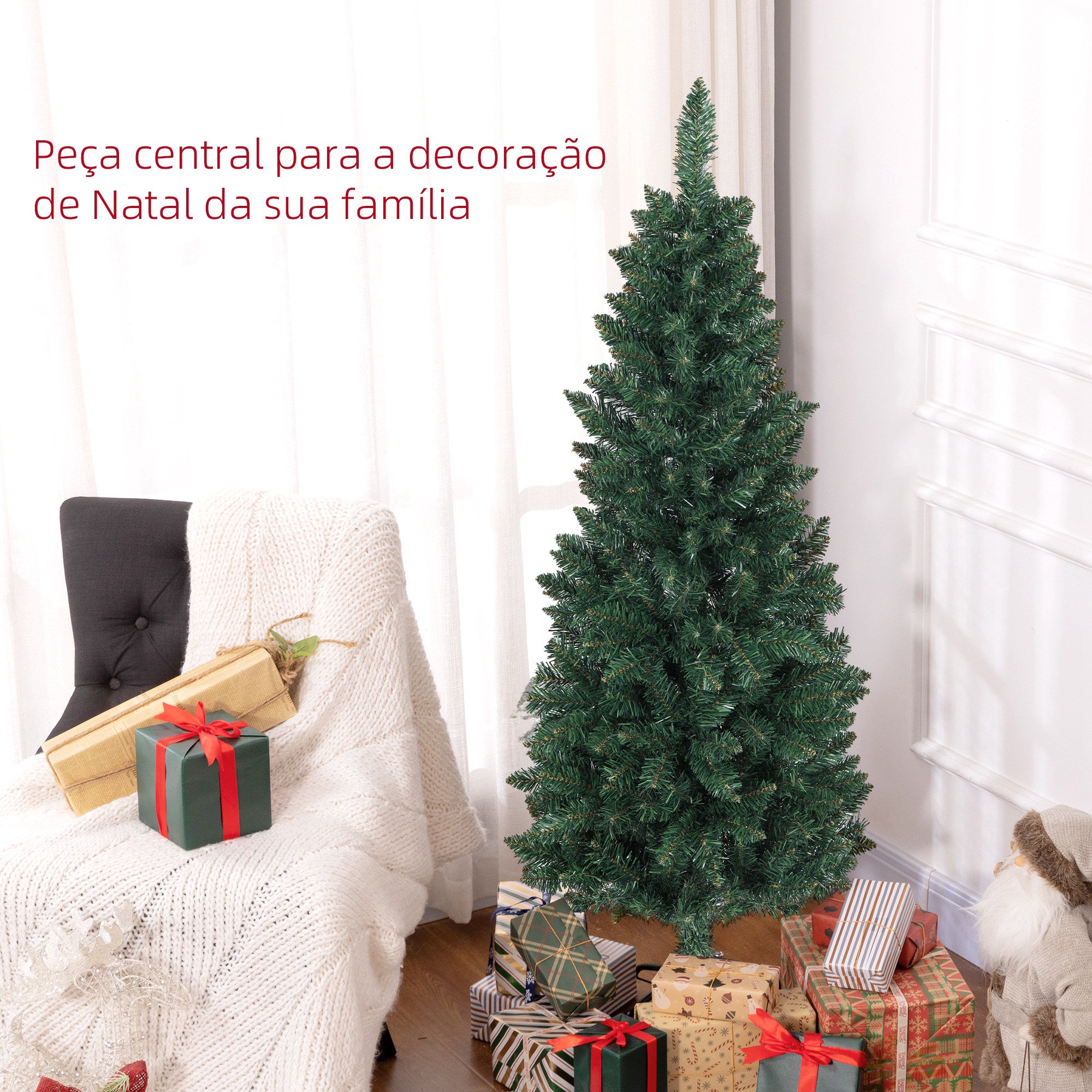 Árvore de Natal Slim Verde 150 cm - Ø55x150 cm