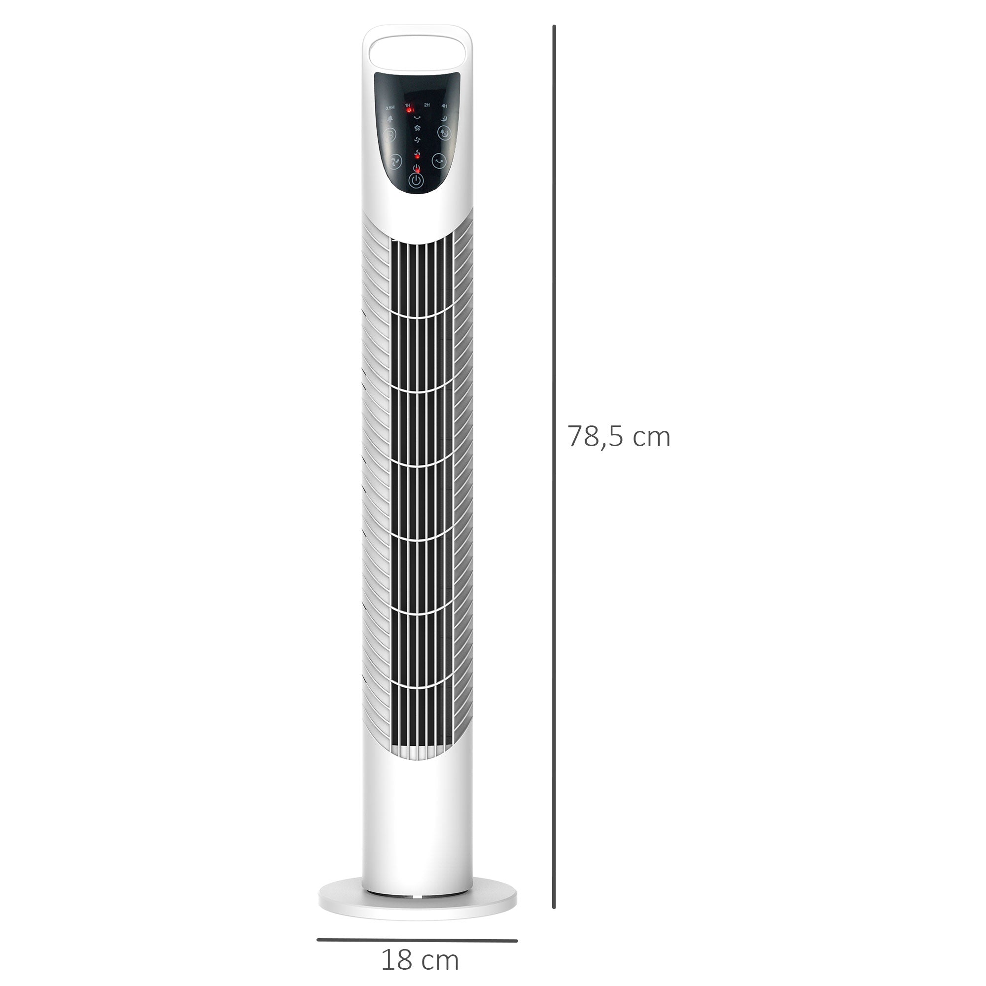 Ventoinha de Coluna Ø18x78,5 cm Branco - 3 Modos, 3 Velocidades, Temporizador 7,5h