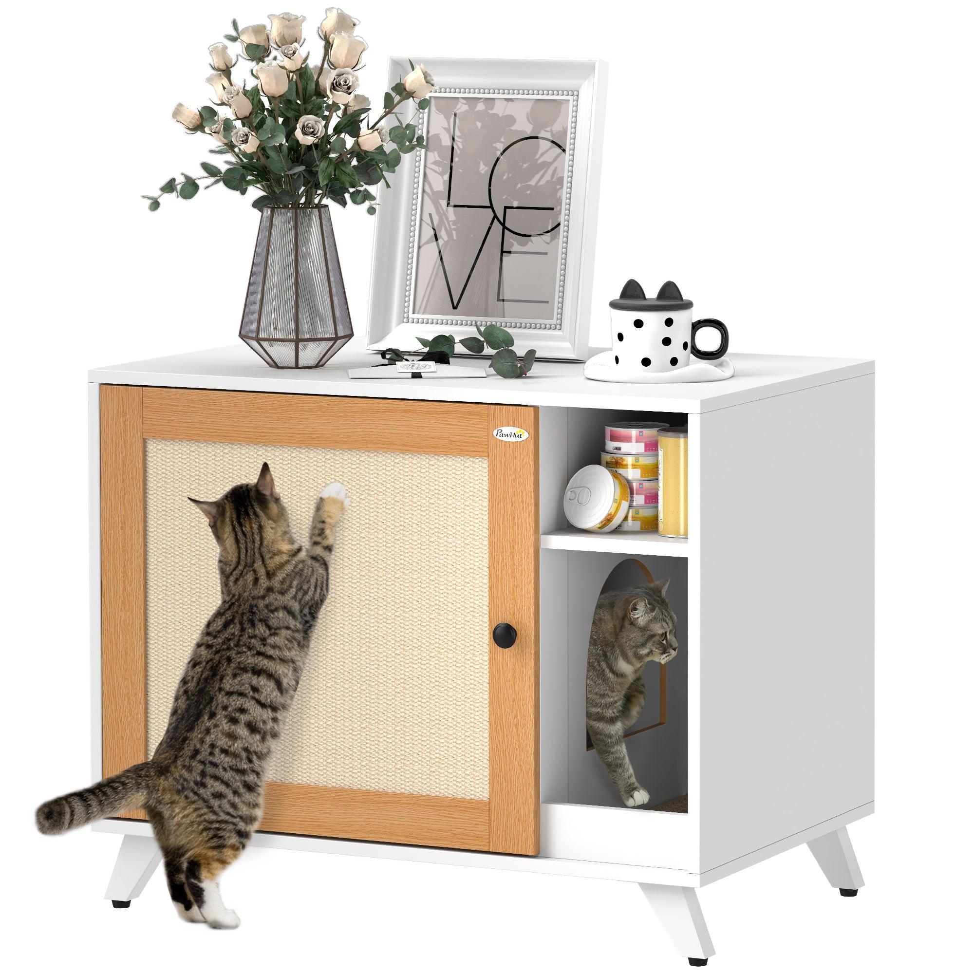 Móvel Caixa de Areia para Gatos 77x50x63 cm Branco