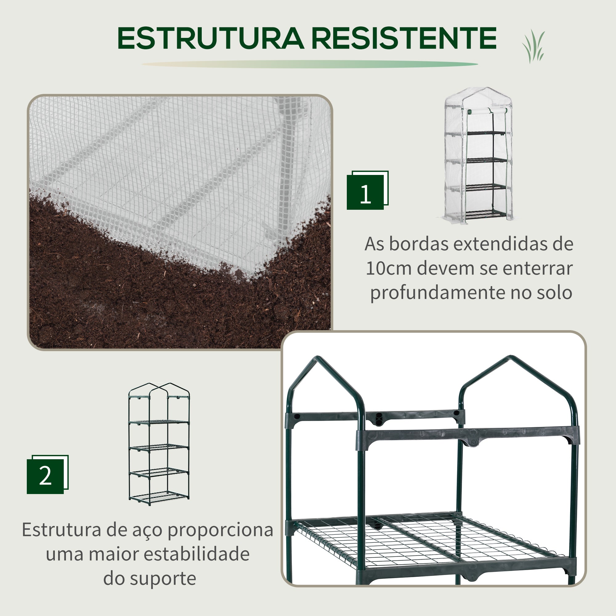 Mini Estufa de Jardim – 70x50x160cm – Branco – Aço