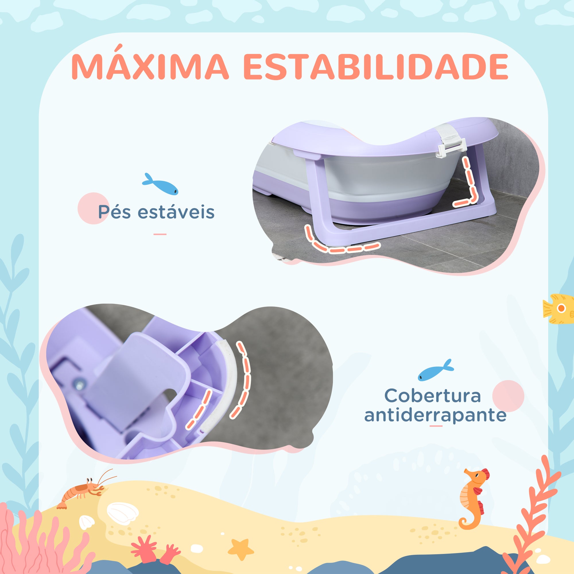 Banheira para Bebé Dobrável Roxa 83x48x23,5 cm