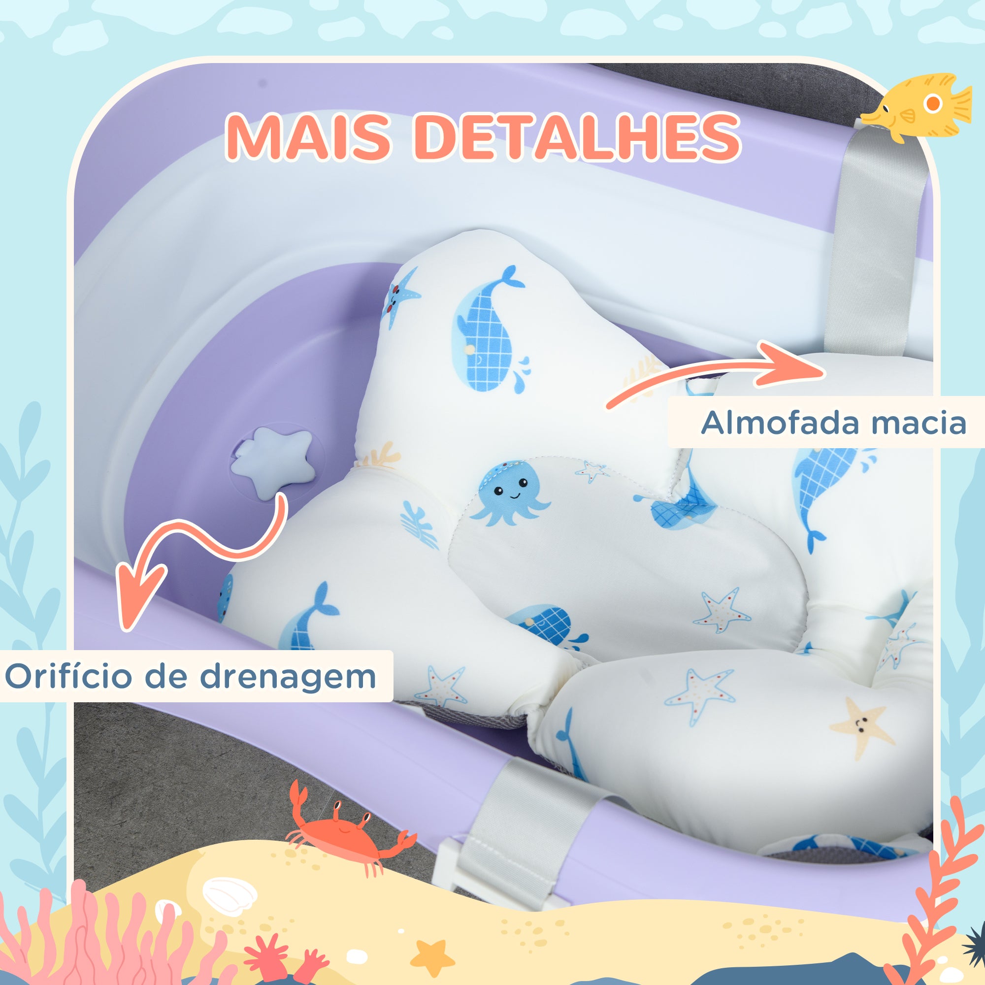 Banheira para Bebé Dobrável Roxa 83x48x23,5 cm