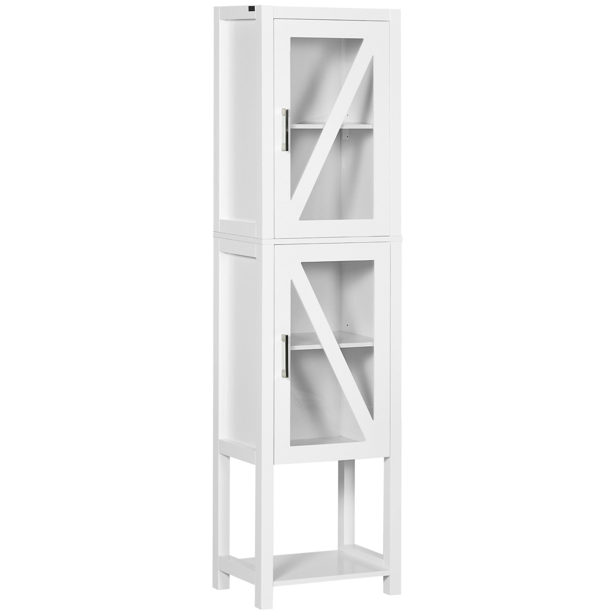 Coluna Casa de Banho Armário Alto com 2 Portas de Vidro 45x30x170 cm Branco