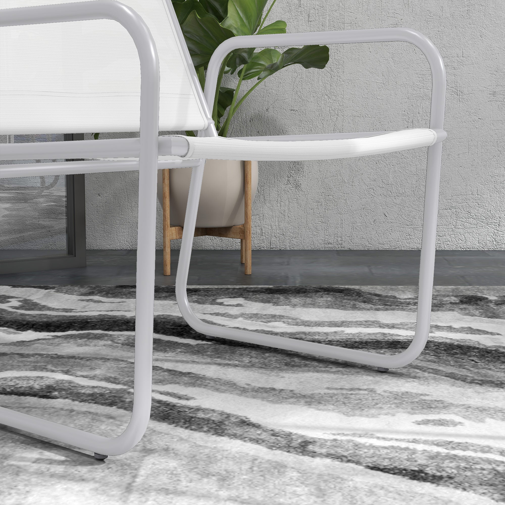 Conjunto de Móveis de Jardim Mesa Redonda e 2 Cadeiras Varanda Branco 63x57x82 cm