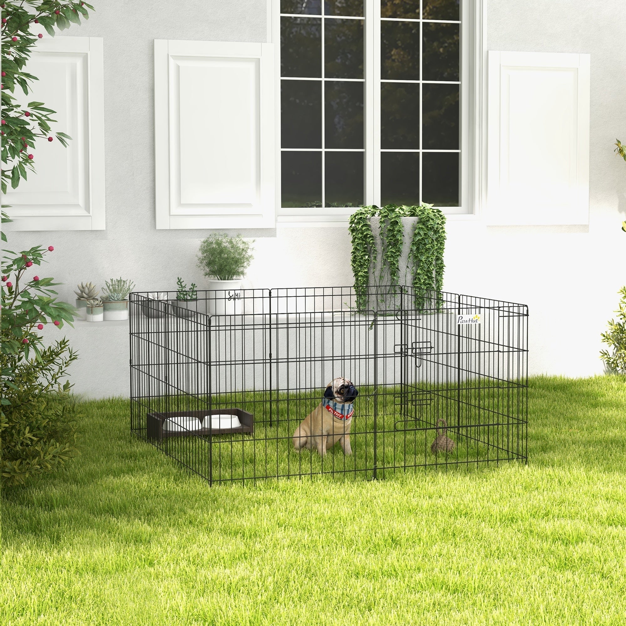 Parque para Cães 8 Painéis 61x61cm Preto - Espaçoso e Seguro