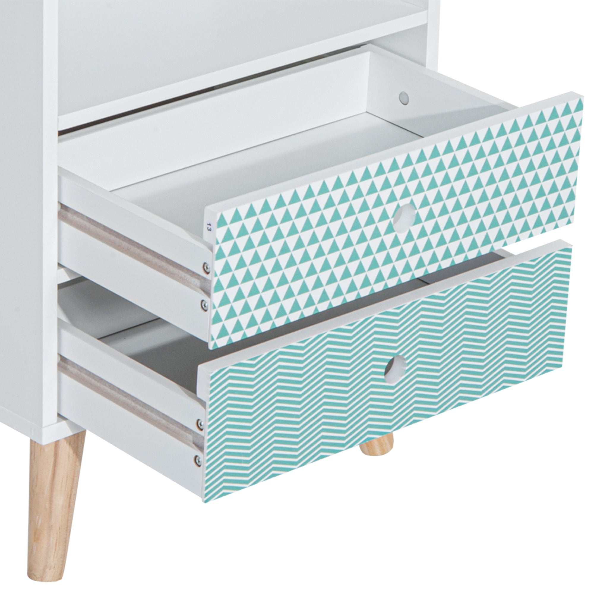 Mesa de Cabeceira Multiuso 45x30x65 cm Branco e Azul