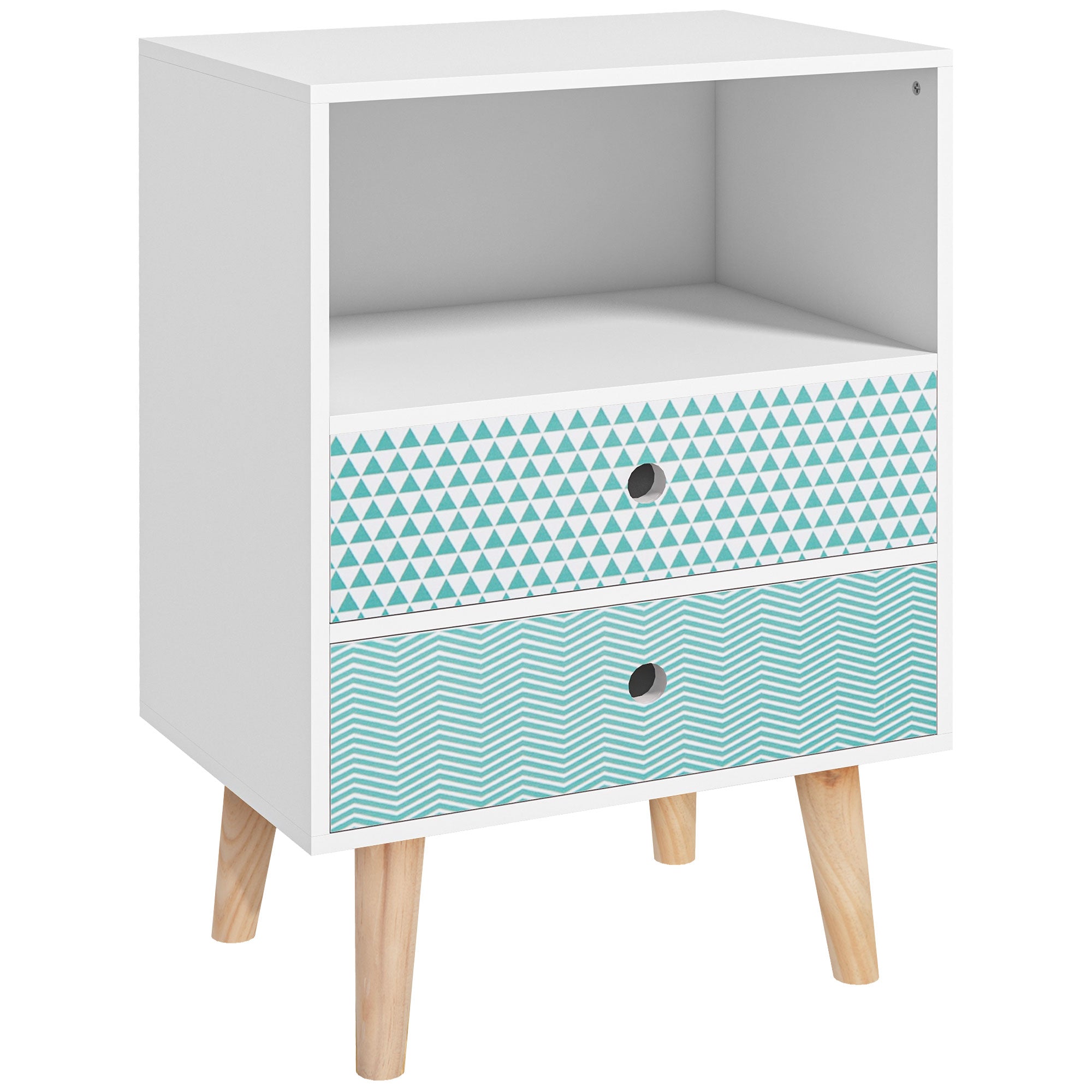 Mesa de Cabeceira Multiuso 45x30x65 cm Branco e Azul
