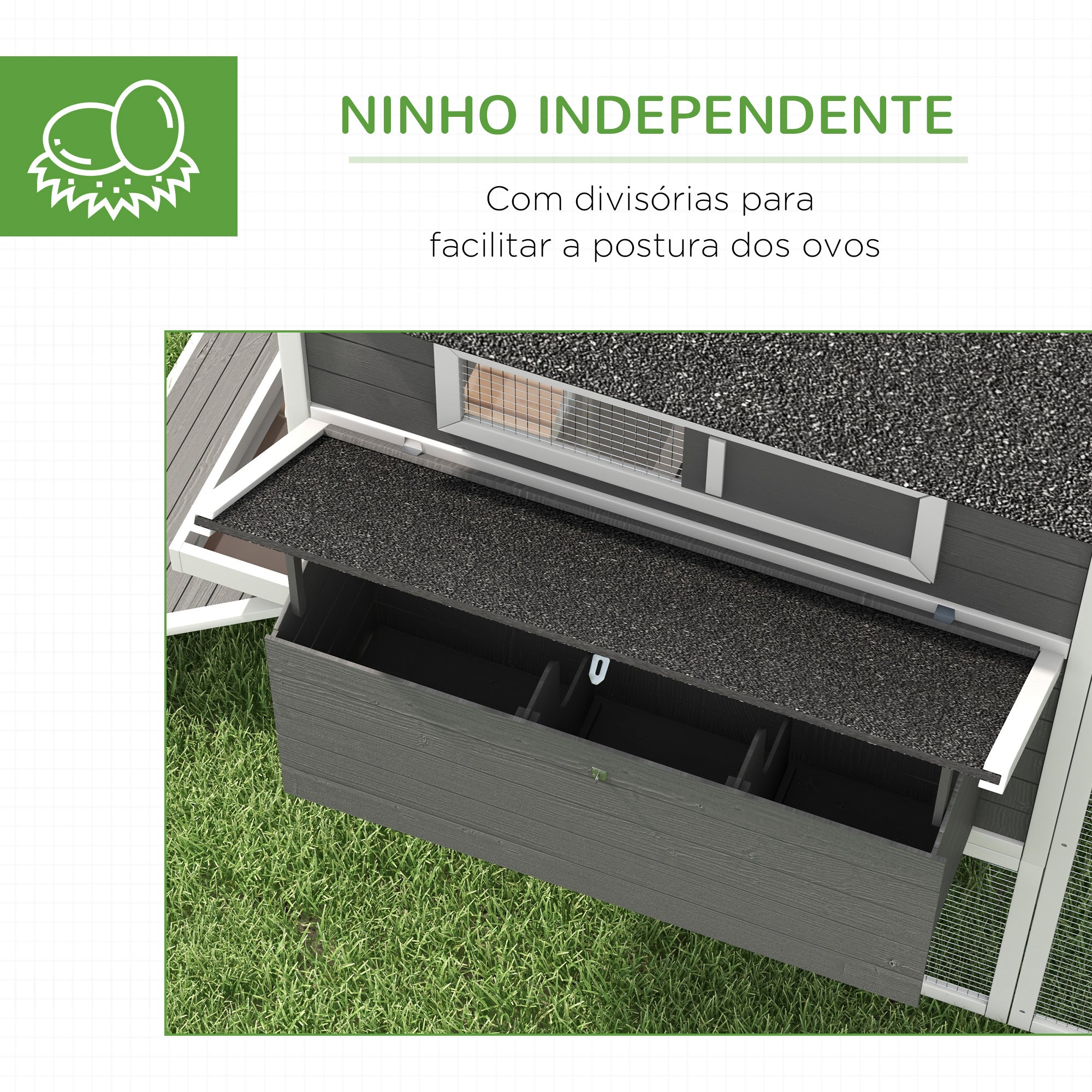 Galinheiro de Exterior Grande – 347x160x150 cm – Cinza – Madeira de abeto e arame metálico