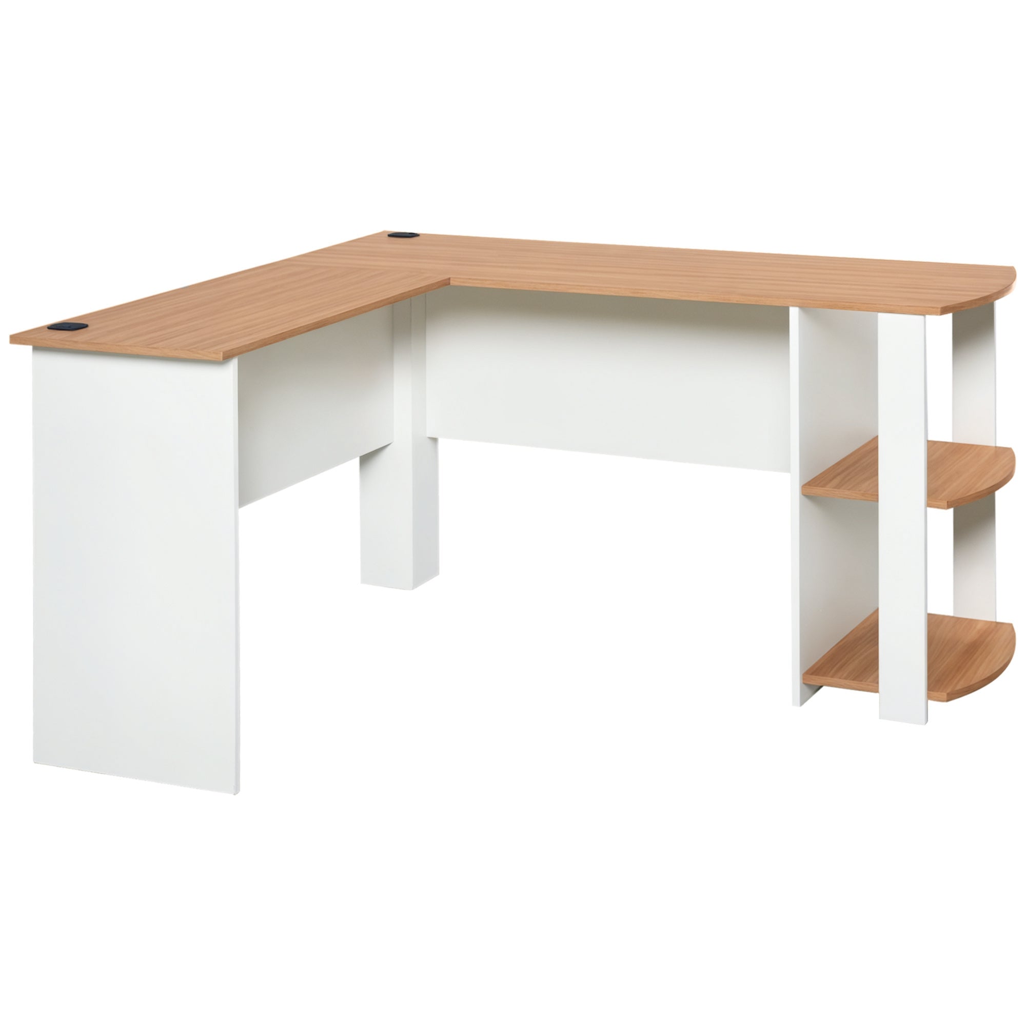 Secretária de Canto em Forma de L 136x130x72 cm Branco e Madeira