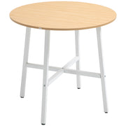 Mesa de Sala de Jantar Redonda Ø80x76 cm em Madeira e Branco