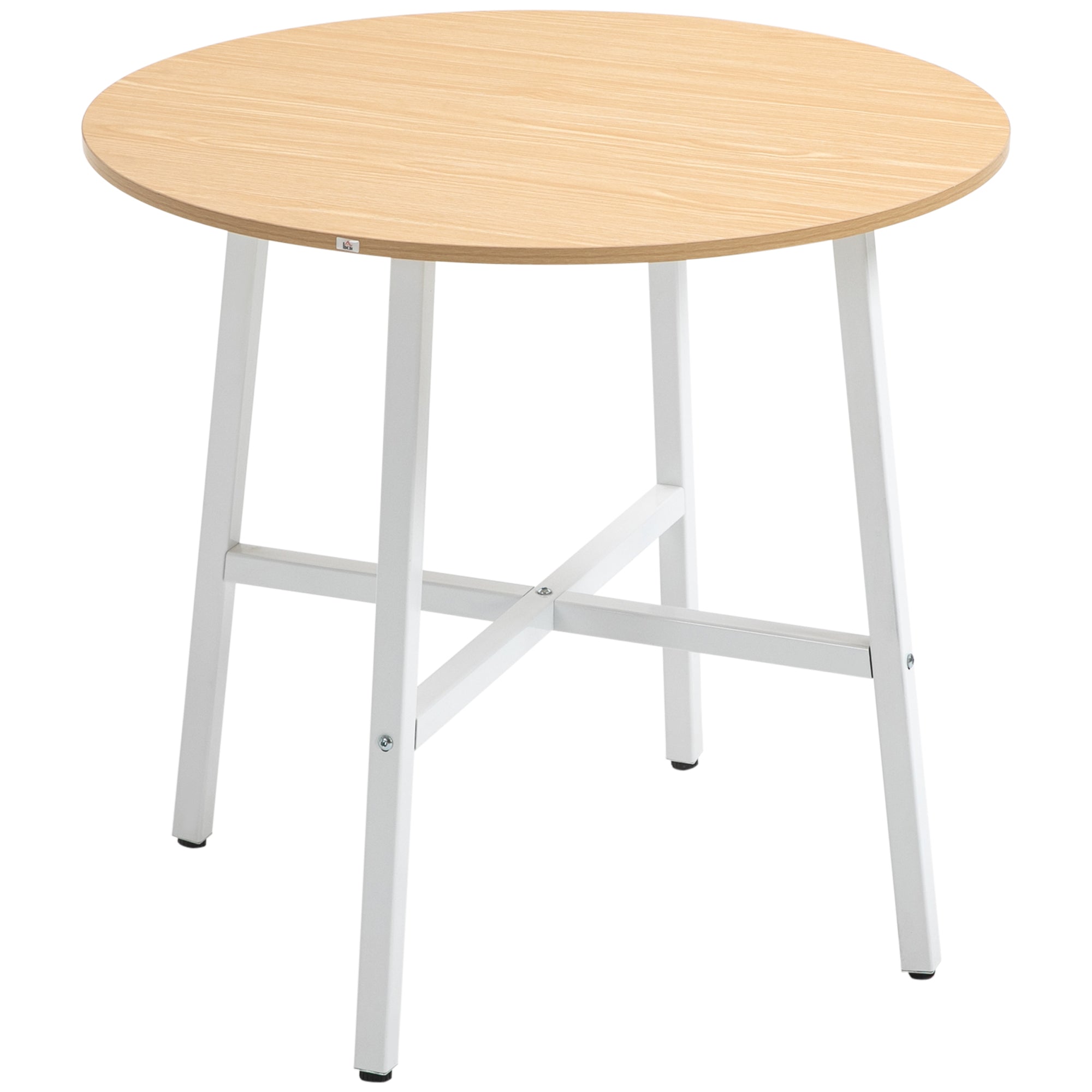 Mesa de Sala de Jantar Redonda Ø80x76 cm em Madeira e Branco