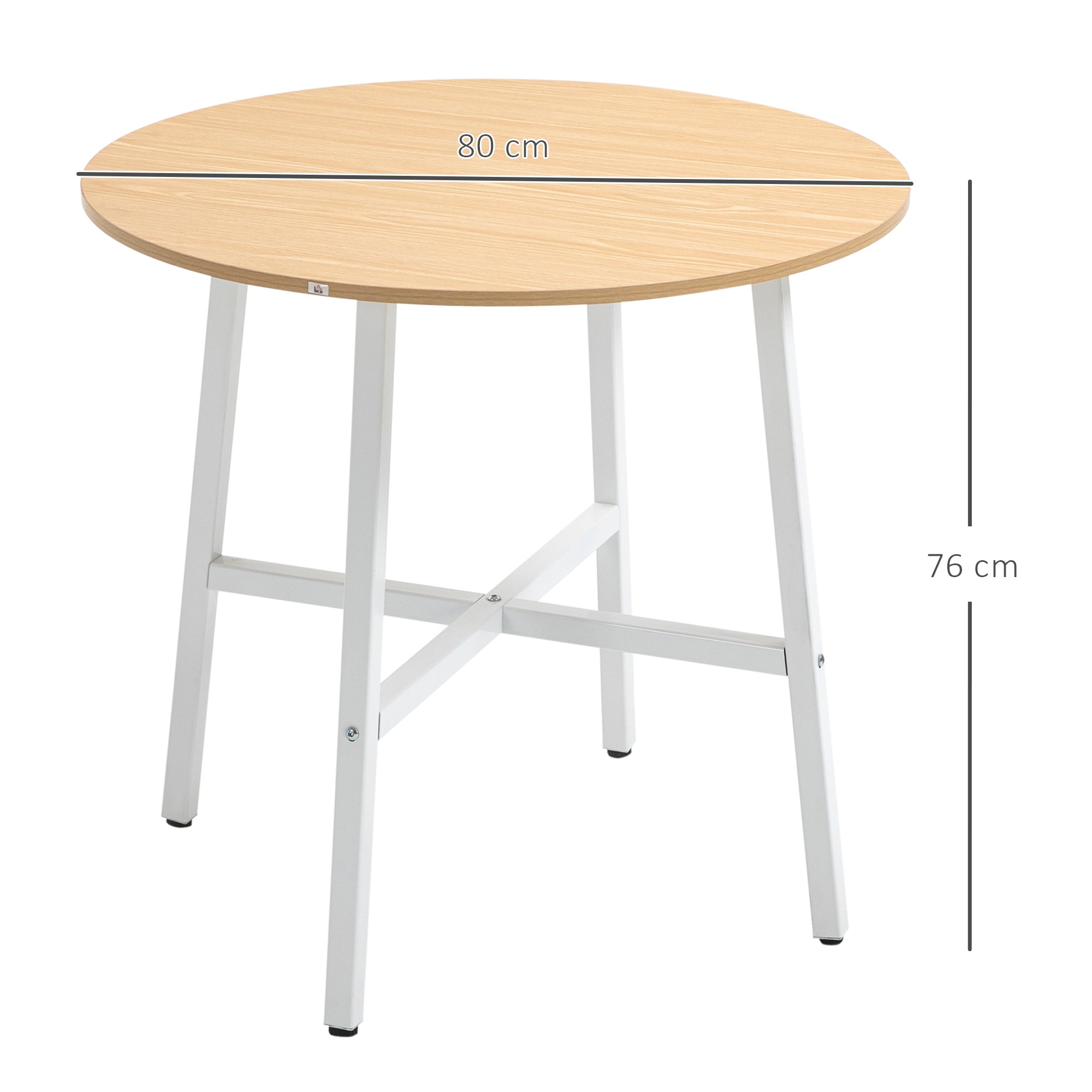 Mesa de Sala de Jantar Redonda Ø80x76 cm em Madeira e Branco