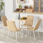 Mesa de Sala de Jantar Redonda – Ø80x76 cm – Branco – Madeira e Metal