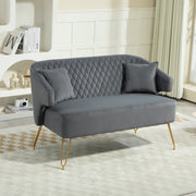Sofá de 2 Lugares – 124x69x76 cm – Cinza – Veludo