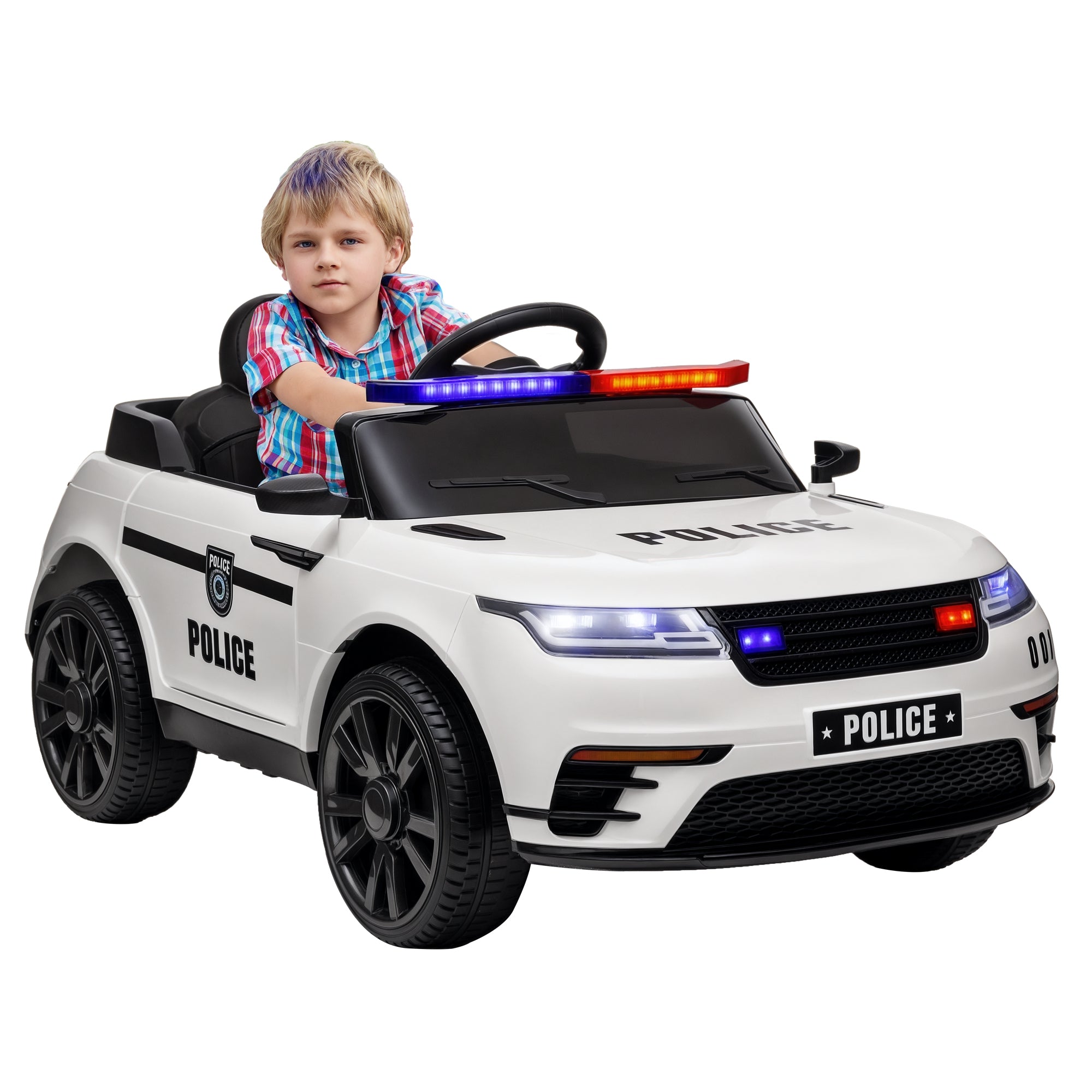 Carro Elétrico Infantil de Polícia Branco 112x66x50 cm