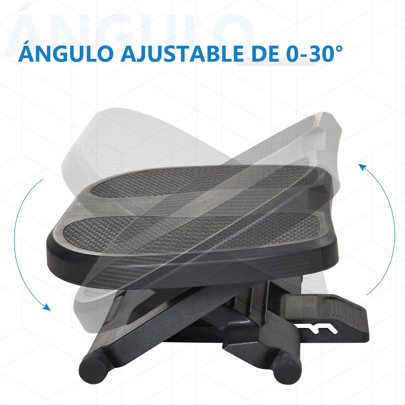 Apoio para os Pés com Inclinação de 0-30° e Massagem - 45x34x10-16,5 cm - Cor Preto