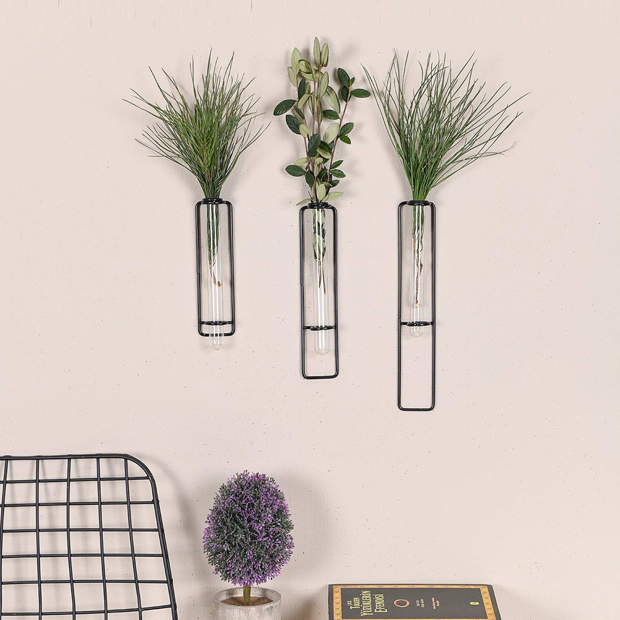 Acessório de parede decorativo elegante, preto, 100% metal, 20 x 25 x 30 cm, 1,5 mm de espessura | Perfeito para decoração moderna de casa e escritórios