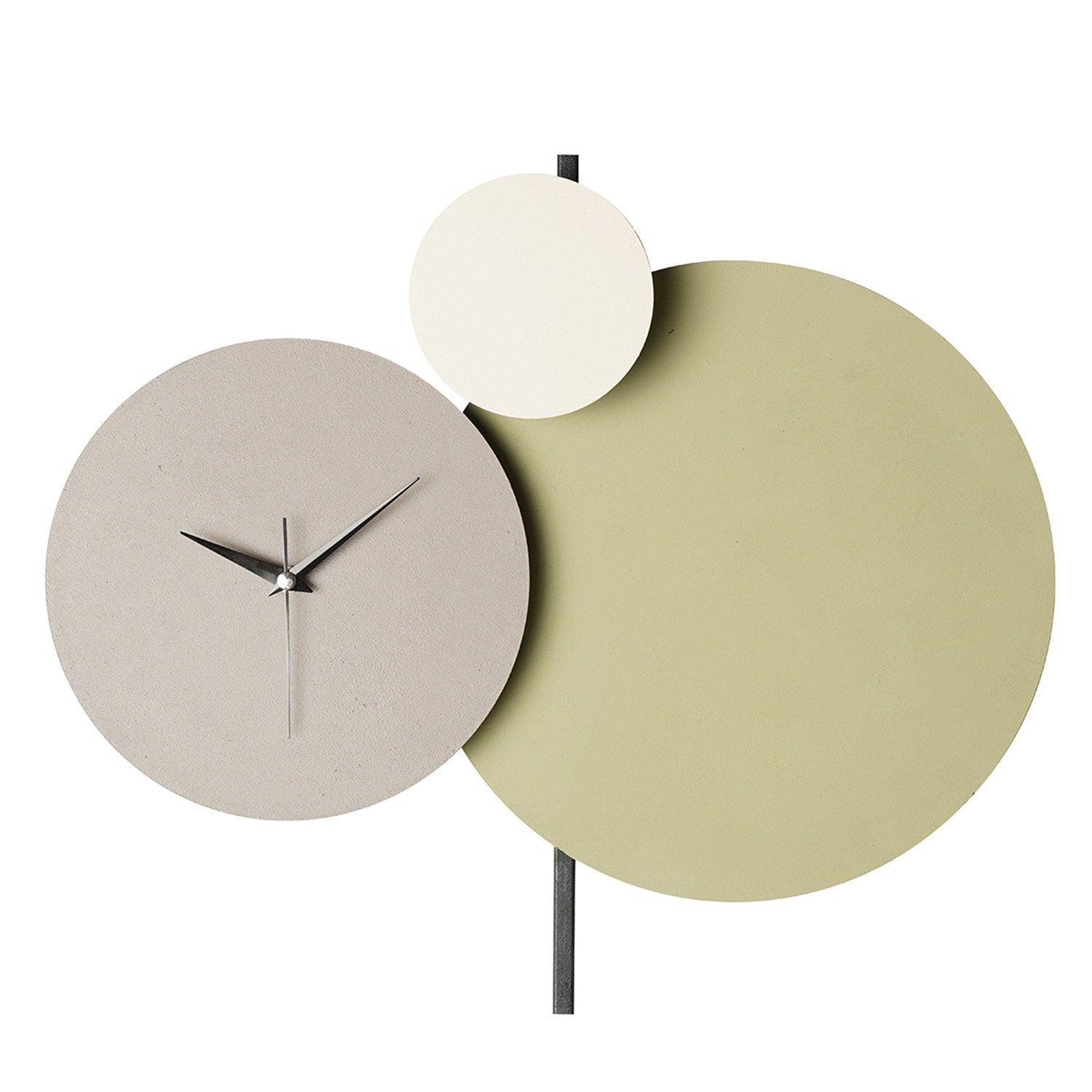 Relógio de Parede Decorativo em Metal - 48cm Diâmetro - Mecanismo Silencioso - Pintado à Mão - Verde/Cinzento/Creme