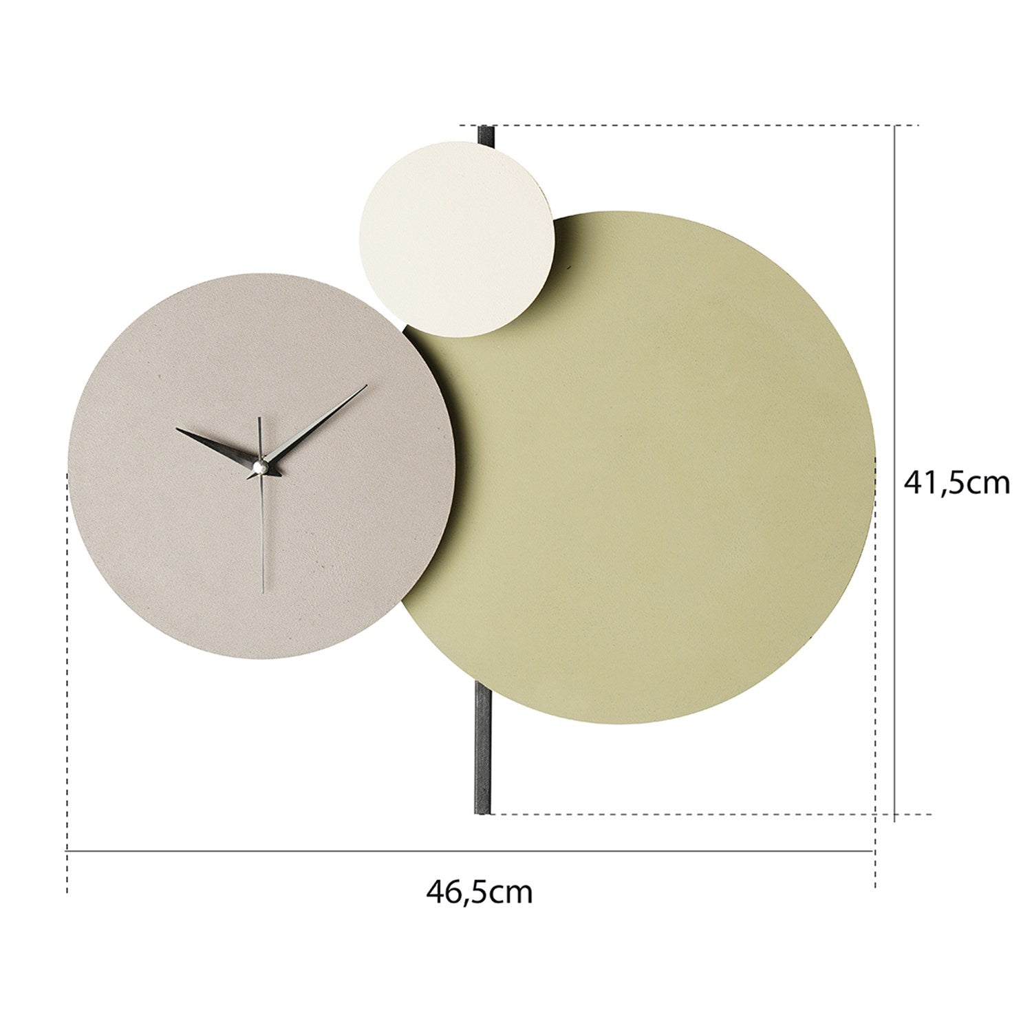 Relógio de Parede Decorativo em Metal - 48cm Diâmetro - Mecanismo Silencioso - Pintado à Mão - Verde/Cinzento/Creme