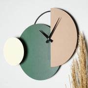 Relógio de parede decorativo – 47 cm de diâmetro – verde/marrom/creme – 100% metal