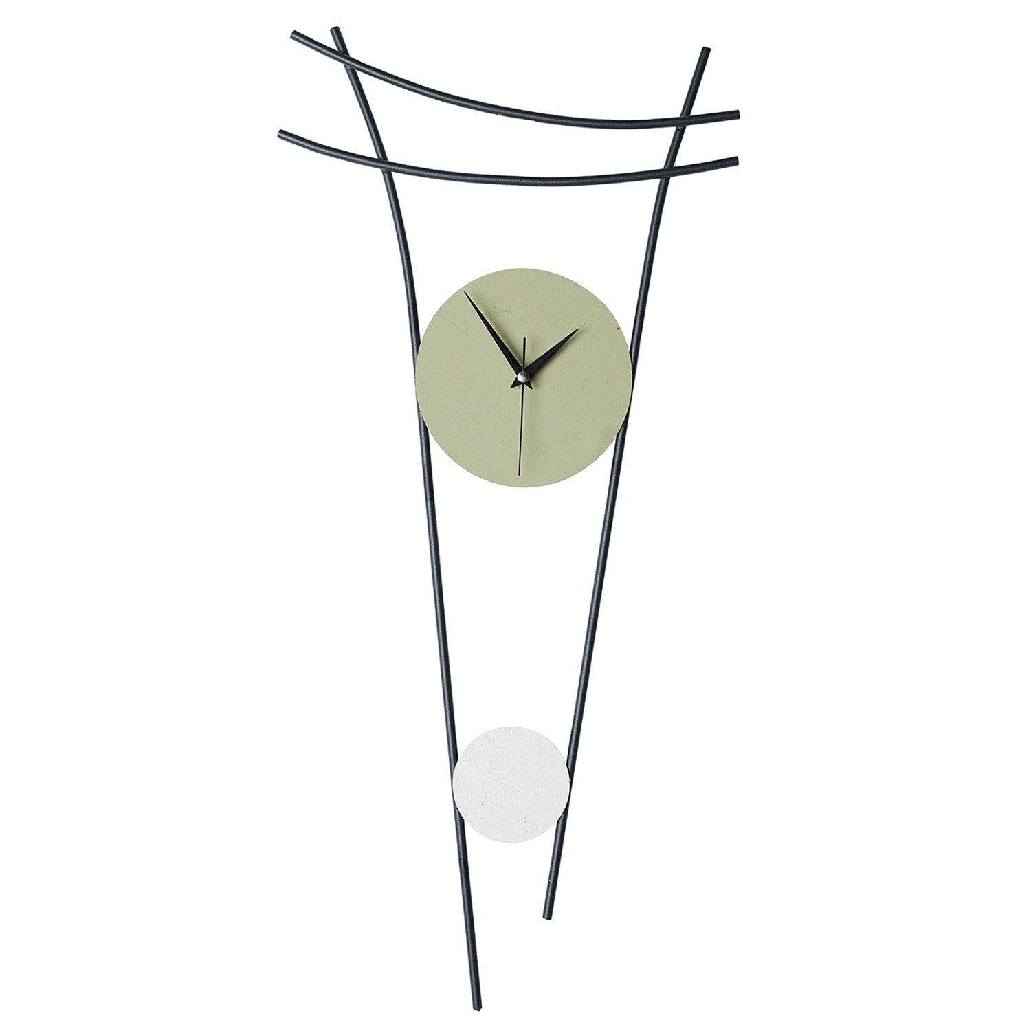 Relógio de Parede Decorativo em Metal Verde e Creme - 73cm Diâmetro - Mecanismo Silencioso Pintado à Mão