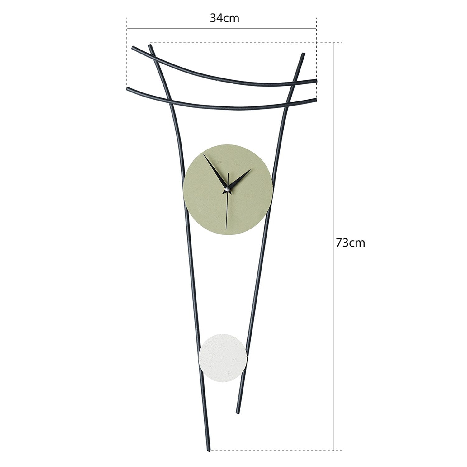 Relógio de Parede Decorativo em Metal Verde e Creme - 73cm Diâmetro - Mecanismo Silencioso Pintado à Mão