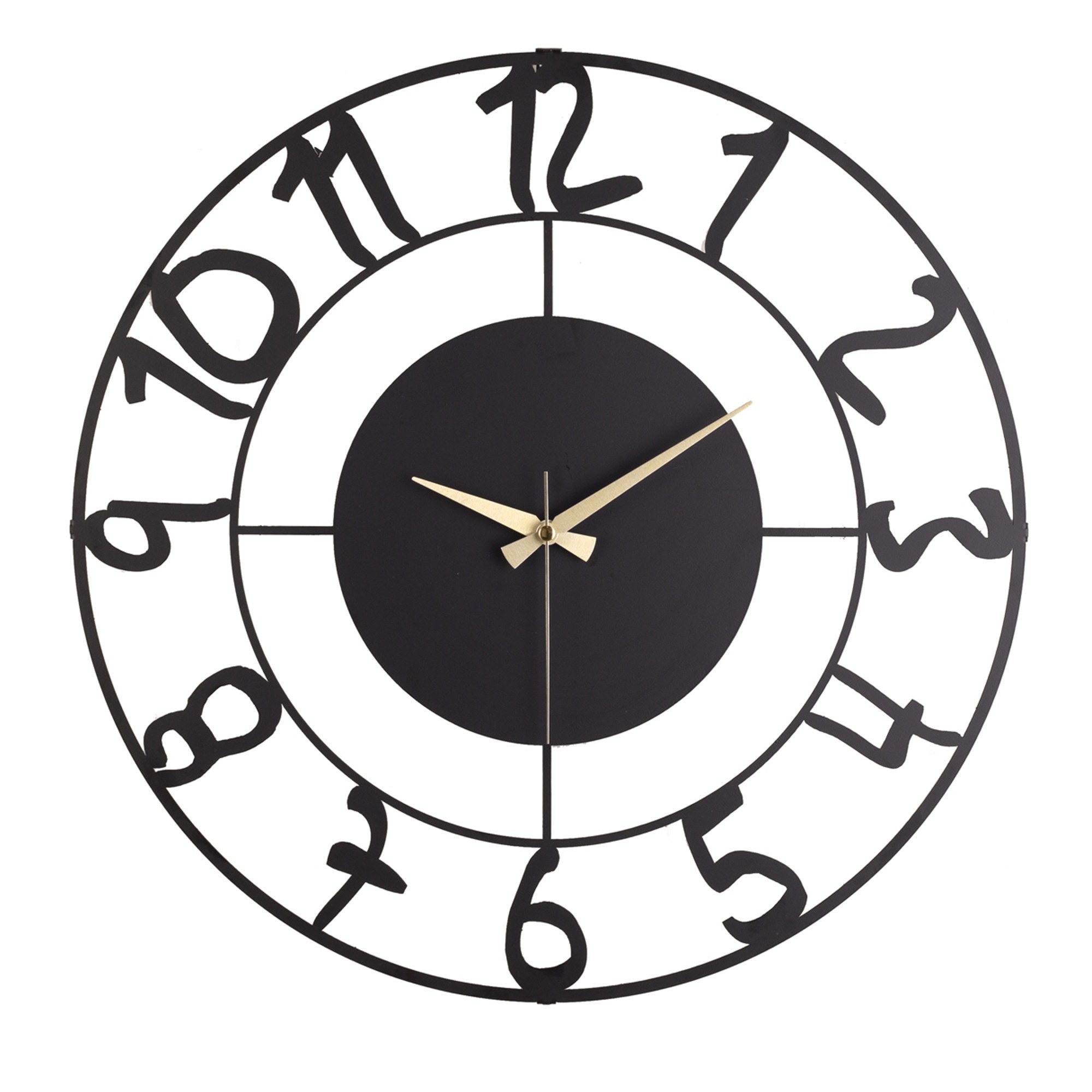 Relógio de Parede Metálico Decorativo Preto 50cm - Mecanismo Silencioso