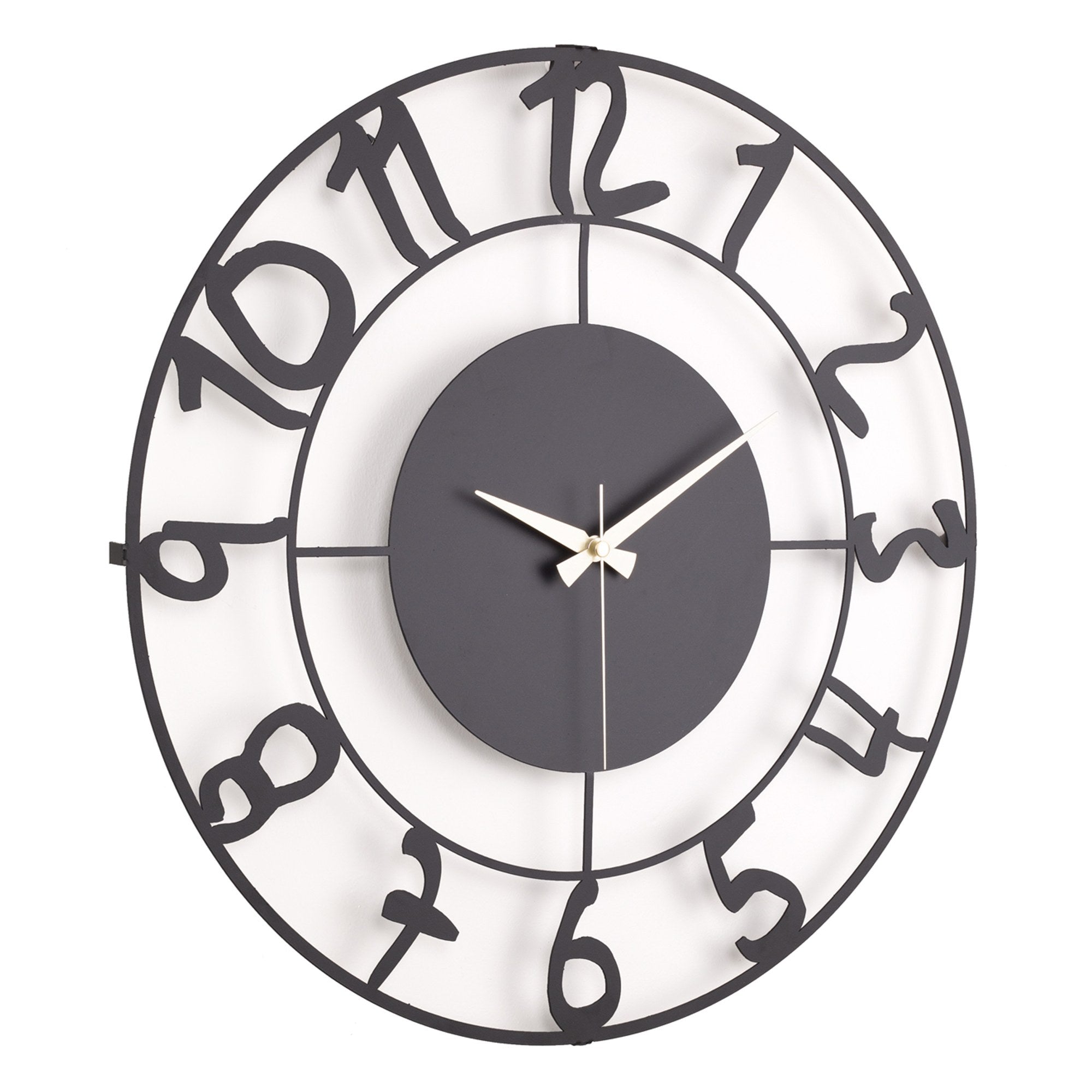 Relógio de Parede Metálico Decorativo Preto 50cm - Mecanismo Silencioso