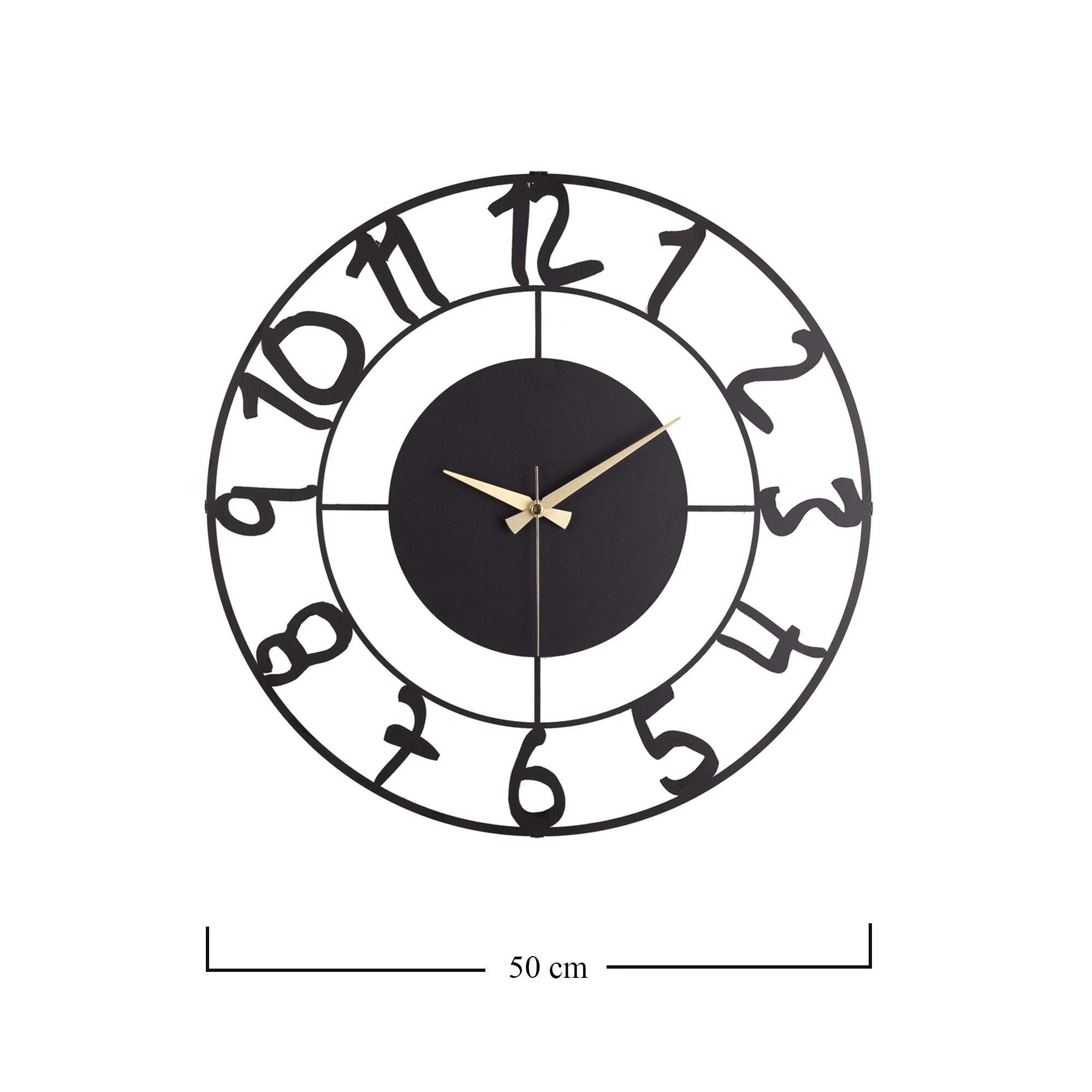 Relógio de Parede Metálico Decorativo Preto 50cm - Mecanismo Silencioso