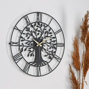 Relógio de Parede Metálico Decorativo Preto 50cm - Mecanismo Silencioso